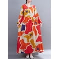 thumbnail image 5 of Vestido Irfora Vestido vintage de mujer de manga larga estampado de gran tamaño boho casual vestido de vacaciones Irfora Vestido, 5 of 5