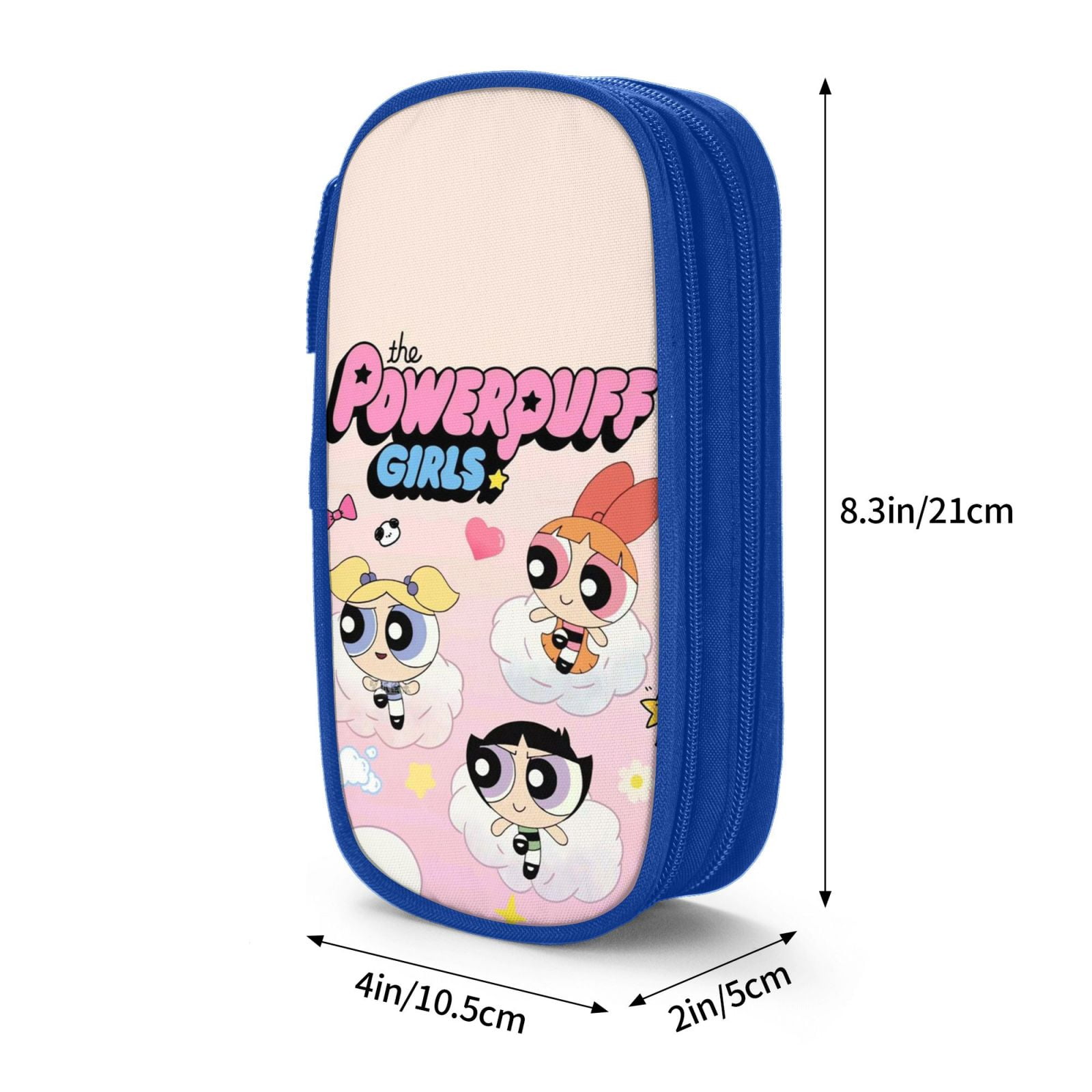 The Powerpuff Gi-rls Pencil Case Large Capacity Pencil Pouch Pen Bag Office Stationery Organizer Travel Makeup Bag Blue