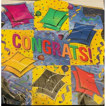 CONGRATS TABLE CENTERPIECE Graduation Party Decorations Grad Hat Cap Blue Yellow