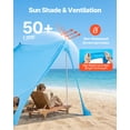 thumbnail image 3 of VEVOR Beach Tent Sun Shelter, UPF50+ Sun Protection, 6.6 ft Tall, 7.5x7.5 ft, Easy Pop Up Beach Canopy with Sandbags, Stability Poles, Sand Shovels, Portable Shade for Family Outings, Camping,Fishing, 3 of 9