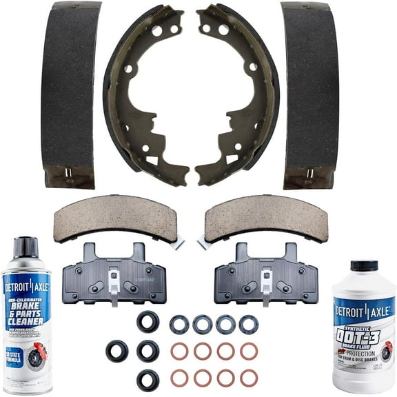 Detroit Axle - 4WD Brake Kit for 1990-2002 Chevrolet Astro GMC Safari Front Ceramic Brake Pads Rear Semi-Metallic Brakes Shoes 1991 1992 1993 1994 1995 1996 1997 1998 1999 2000 2001 Replacement