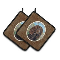 Carolines Treasures 7089PTHD Irish Water Spaniel Pair of Pot Holders , 7.5HX7.5W, multicolor