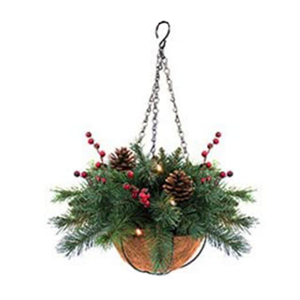 IMSHIE Christmas Basket, PreLit Artificial Christmas Hangings Basket