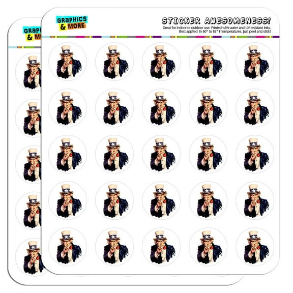 Uncle Sam USA 1" Scrapbooking Crafting Stickers