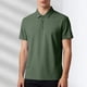 thumbnail image 1 of Blusa y camisa de manga corta con cuello vuelto para hombre, color liso, informal, holgada, a la moda, de seda helada, sin costuras, transpirable, elástica, con botones, de cedro, blusa de manga corta, 1 of 6
