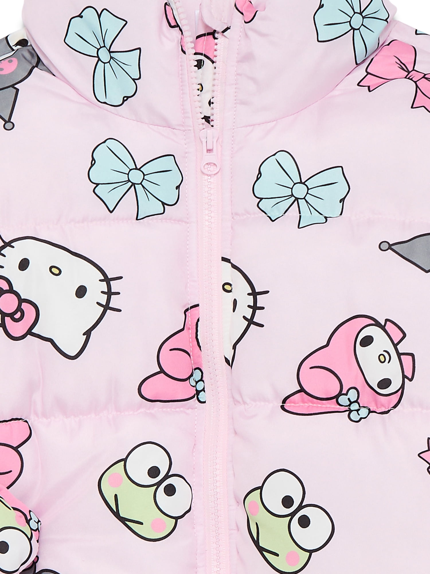 Hello Kitty and Friends Girls Print Zip Puffer Jacket, Lightweight, Sizes 4-18