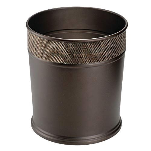 mDesign Decorative Round Small Trash Can Wastebasket, Garbage Container Bin for Bathrooms