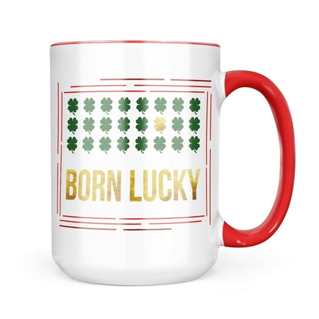 

Christmas Cookie Tin Born Lucky St. Patrick s Day Gold Shamrock Mug gift for Coffee Tea lovers
