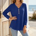 thumbnail image 6 of Vivianyo HD Women's Pleated V Neck Blouse, Tunic Shirts for Women Loose Fit Long Sleeve Top, Fall Office Casual Blouse for Daily Commute and Shopping Trips, Sizes S-2XL, 6 of 7
