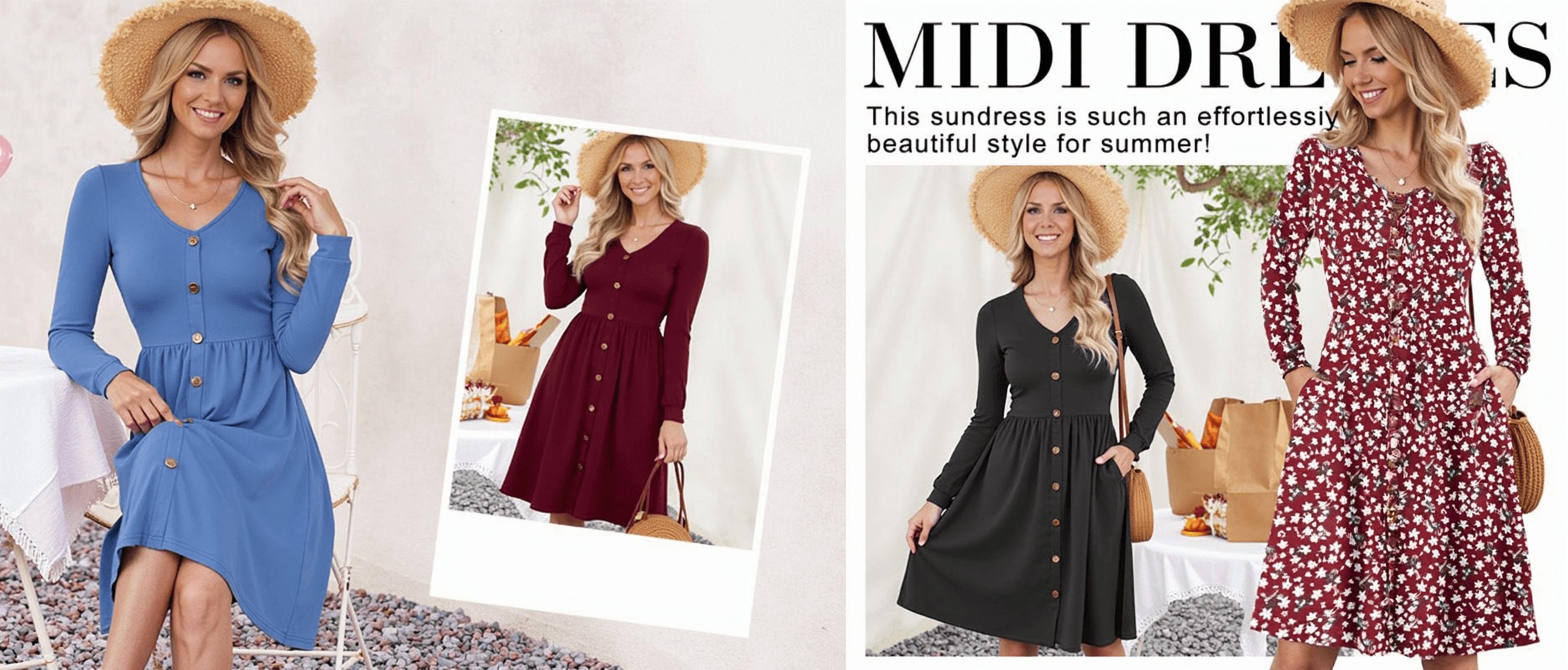 Fantaslook Women's Long Sleeve Floral Midi Dress photo 6