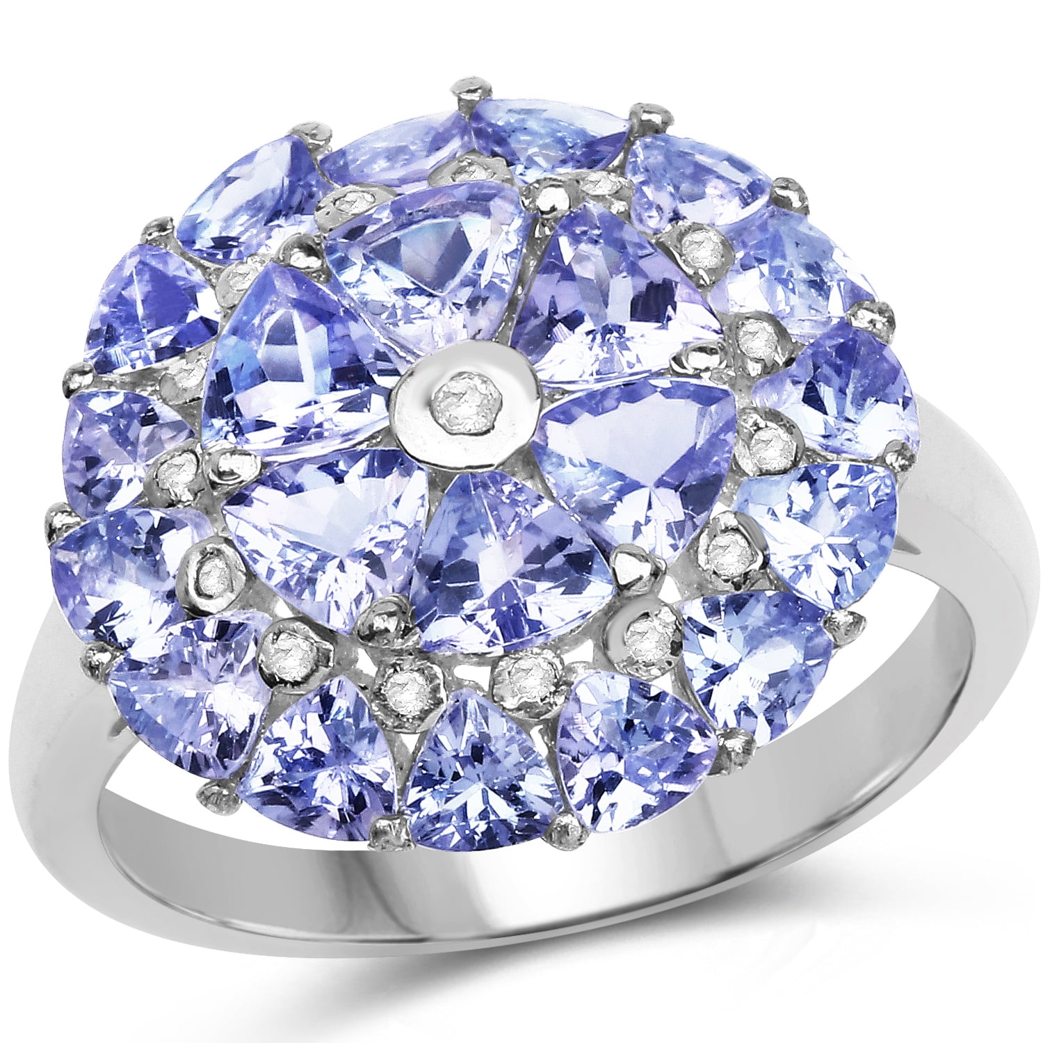 Genuine Trillion Tanzanite and Tanzanite Ring in Sterling Silver Size 7.00 by Bonyak Jewelry