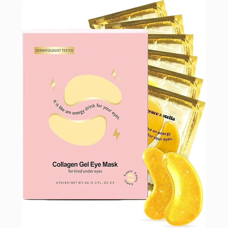 OUKEYA Collagen Gel Eye Mask for Tired Undereyes Gold Gel Eye Patches, 6 Pairs