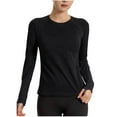thumbnail image 5 of Neewe Seamless Long Sleeve Shirts for Women Waist Length - Workout Athletic Running Gym Yoga Tops Crewneck Breathable, 5 of 5