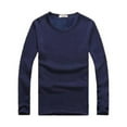 thumbnail image 1 of Minnieouse Top básico para hombre, ropa interior cálida de manga larga con cuello redondo, Base para clima frío, ropa de Color sólido, Jersey, Camisetas METRO Espesar azul oscuro, 1 of 6