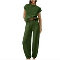 thumbnail image 1 of Birdeem Ensemble Haut à Manches Courtes Col Rond avec Poche et Pantalon Décontracté pour Femmes, 1 of 1