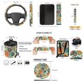thumbnail image 7 of HUIACONG Vintage Boho Floral Car Seat Covers Full Set 14 Pcs Universal Fit Stretchy Non-Slip Auto Interior Decor with Steering Wheel Cover Seat Belt Pads Coasters Storage Bag, 7 of 7