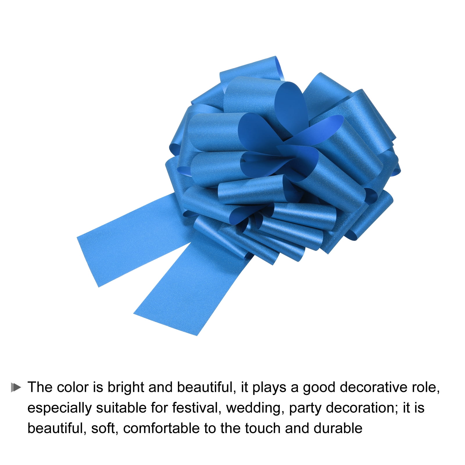 2pcs 16 Inch Large Pull Bow Glitter Gift Wrapping Big Pull Bows Ribbon Blue for Wedding Baskets Presents Christmas Party