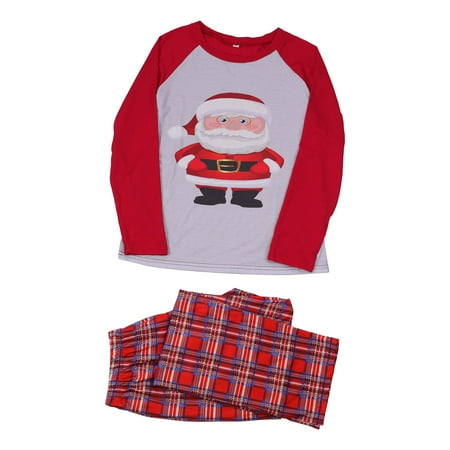 

Christmas Gifts Parent Child Wear Parent Child Warm Christmas Suit Plaid Print Home Service Pajamas Two Piece Dad Suit Polyester Red L