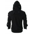 thumbnail image 5 of CONZONE Men's Hoodies Solid Color Gothic Hoodie for Men Long Sleeve Mask Design Pullover Hooded Sweatshirt Soft Fall Winter Sweatshirts With Pocket, 5 of 8