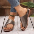 thumbnail image 2 of Rokment Orthopedic Wedges Walking Flip Flops for Women 2026 Summer Beach Fashion Casual Leather Platform Arch Support Slip on Sandals Comfortable Thongs Slides Slippers Vacation Khaki Size 9, 2 of 6