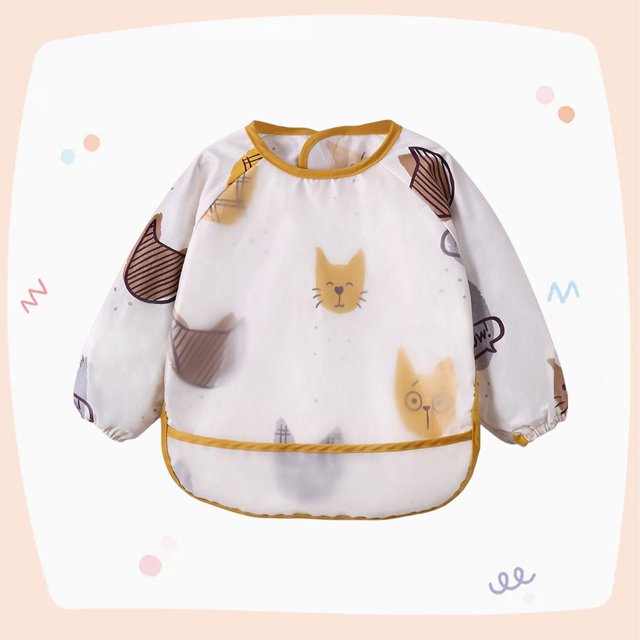 Baberos de bebé Babero de manga de bebé Bolsillo grande para niño o niña Reutilizable Cómodo Niño para alimentación infantil Hugo Babero para niños