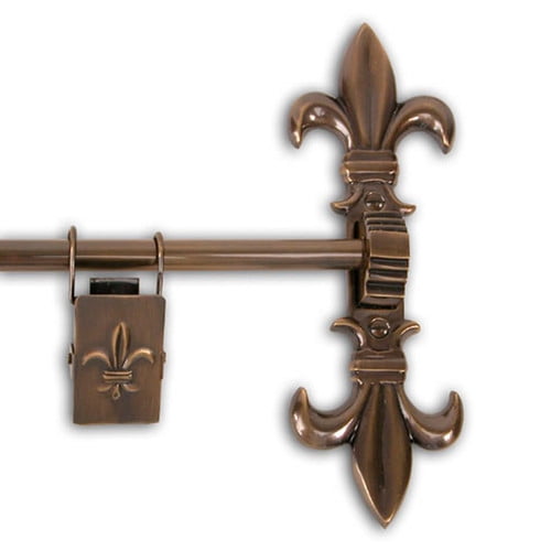 Brass Elegans Fleur Di Li Decorative Tapestry Single Curtain Rod Com Decorative Tapestry Single Curtain Rod, Fleur De Lis Curtain Rod Bronze