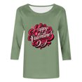 thumbnail image 3 of FMFYFH Hauts de la Saint-Valentin à Manches 3/4 pour Femmes, T-Shirts à Col Rond, Tunique Ample Décontractée, 3 of 5