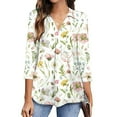 thumbnail image 2 of RKSTN Chemisiers Décontractés Boho à Imprimé Floral pour Femmes, Col en V, Manches Longues, Automne, Hauts à Imprimé Floral, Blouses Amples, Chemises, 2 of 6