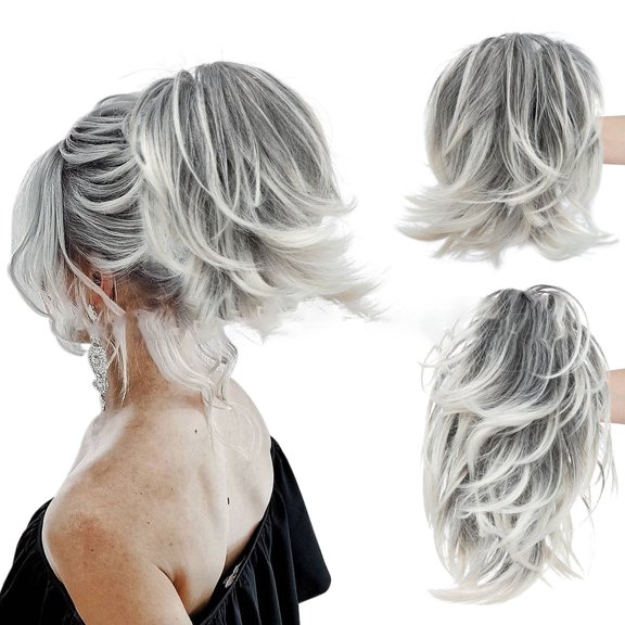 Natural Hair Extensions Messy Bun Piece with Bendable Metal Wire Clip 8 Inch Ideal for Women Straight Hair Ponytail Upgrade