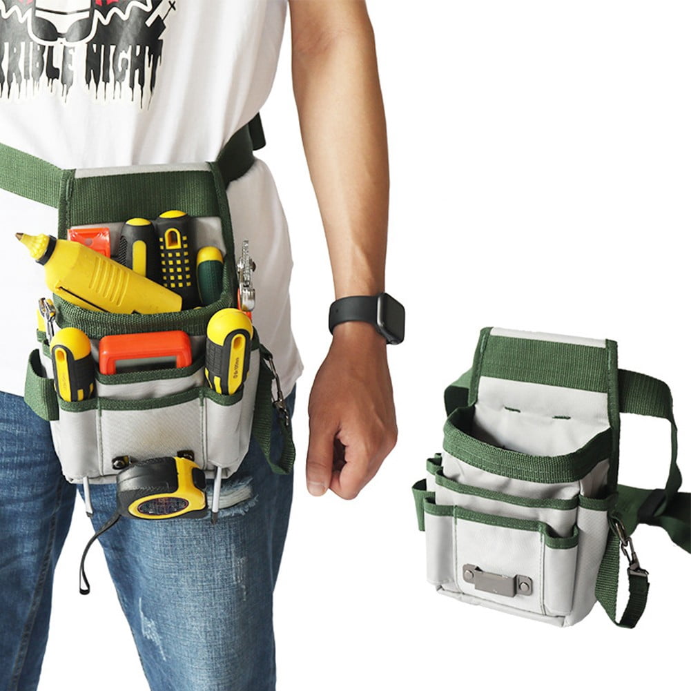 Electrician Tool Bag Waist Pouch With Multiple Pockets Adjustable Belt For High Altitude Work 600D Oxford Cloth Blue And Black D