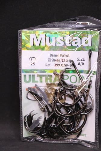 25 Mustad 39931NP-BN Ultra Point Size 7/0 Inline 1X Long Circle Hooks 2X Strong 