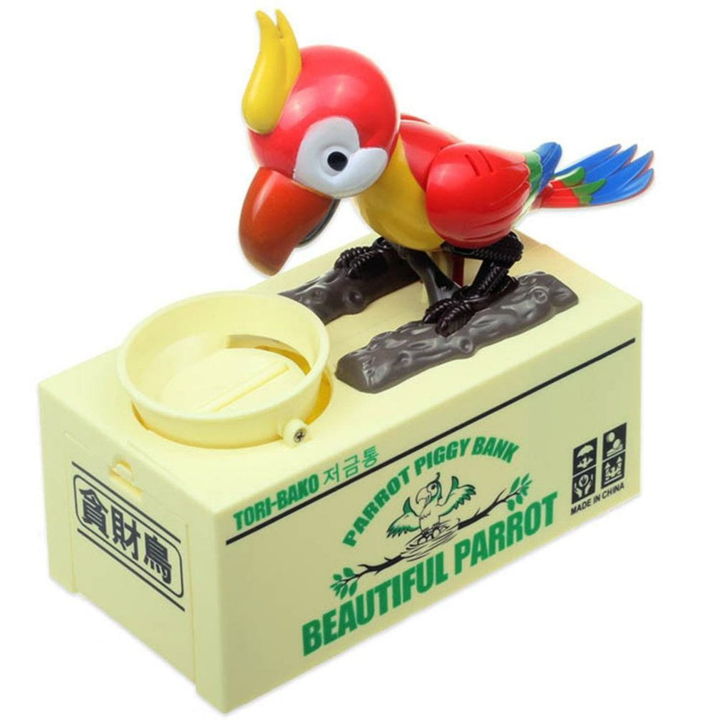Electronic Automatic Stealing Coin Parrot Box Coin Bank Money Box Piggy Toy 