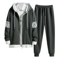 thumbnail image 3 of Men's Tracksuits 2 Piece Set Loose Casual Zipper Hoodie Sweatshirt And Bundle Feet Sweatpants Sets Fall Fashion Pullover Suit Winter Clothes Outfits, 3 of 3