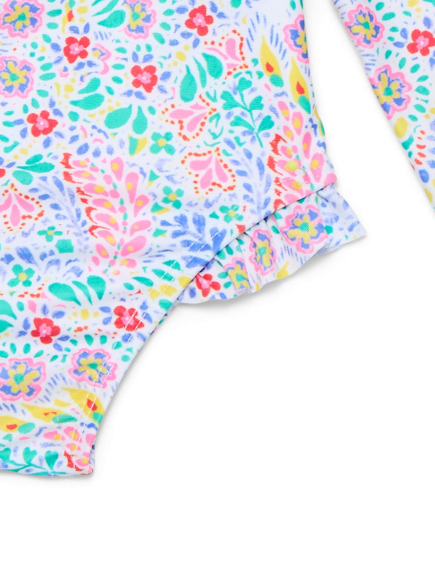 Wonder Nation Toddler Girl Long- Sleeve Zip Rash Guard Swimsuit, Sizes 12M-5T