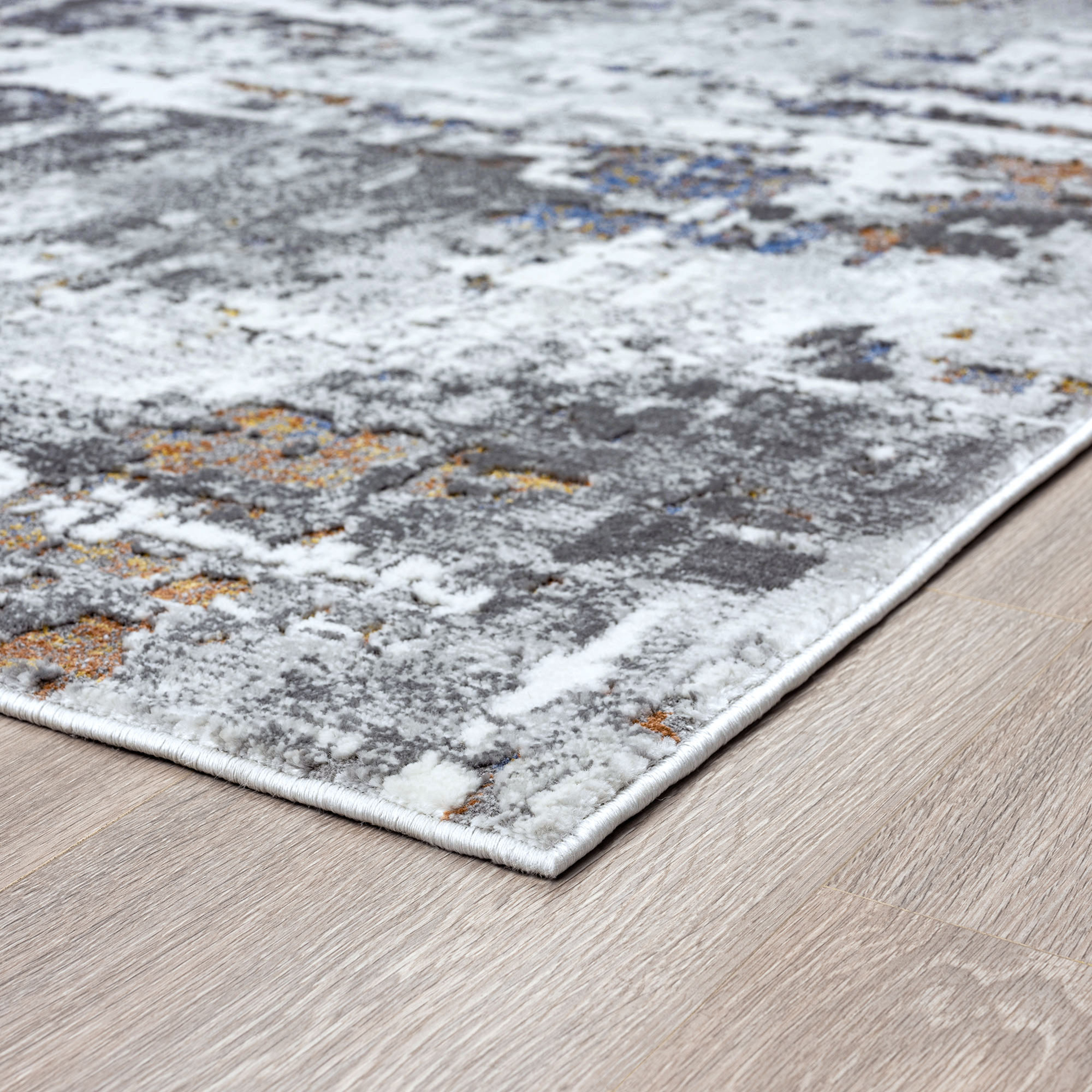 Contemporary 3x10 Area Rug (2'7'' x 9'10'') Abstract Gray, Teal Indoor Runner Easy to Clean