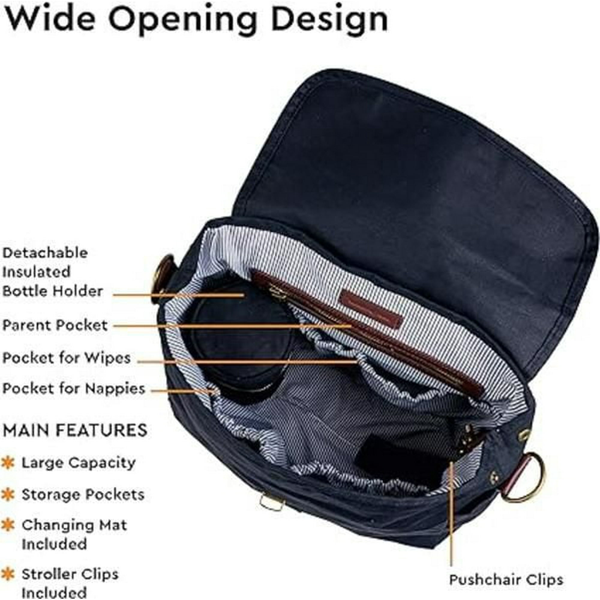 Bababing Diaper Bag Barca Backpack Black Versatile and