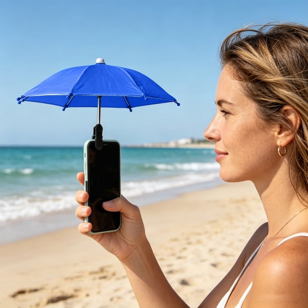 Funda parasol para teléfono con clip, protección UV, antideslumbrante, ángulo ajustable, impermeable, para fotografía al aire libre, selfies, videollamadas, compacto y portátil.