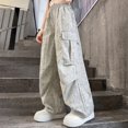 thumbnail image 4 of Generic Girls Baggy Sweatpants Wide Leg Cargo Pants Kid Joggers Casual Sweatpants with Multi-Pocket Streetwear Lightweight Sportswear, 4 of 7