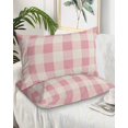 thumbnail image 2 of Pink Farmhouse Pillow Covers Standard Size 2 Pack, Buffalo Plaid Check Lattice Geometric Soft Bed Throw Pillowcases Breathable Cooling Long Lumbar Body Pillow Sham Cover for Bed Sofa 20''x26'', 2 of 7