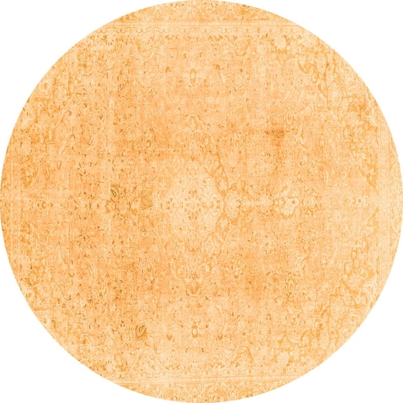 Ahgly Company Indoor Round Abstract Orange Modern Area Rugs, 8' Round