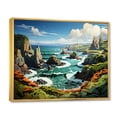 thumbnail image 2 of Designart "Coastline Papercut Coastal Rocky wall art" Landscapes Floater Framed Wall Art Print, 2 of 7