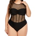 thumbnail image 2 of Women Swimwear Plus Size Solid Color Mesh Hollow Stitching Bikini Beach Wear, 2 of 6