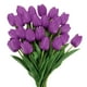 thumbnail image 1 of Uxcell 24Pcs Tulipanes Falsos Flores Artificiales, Tulipanes Artificiales de PU que Parecen Reales con Tallos, Morado, 1 of 6