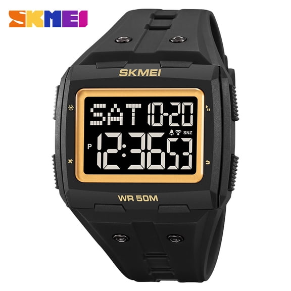 Square Mens Digital Watch Outdoor Sports Multi-Function Watch LED Waterproof Chronograph Electronic Watches