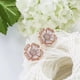 thumbnail image 2 of Finos Aretes Flor Pensamiento Swarovski Oro 14k Lam rosa Unitalla, 2 of 3