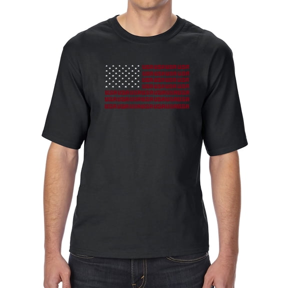 Men's Tall and Long Word Art T-shirt - USA Flag