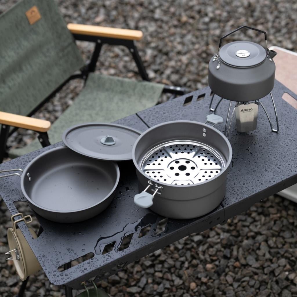 LICEWO Aluminum Camping Pots Cookware Hiking Pots Kettle Frying Pan Easy to Clean