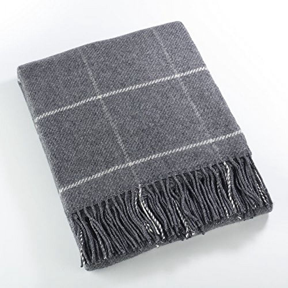 SARO LIFESTYLE Coperta Sevan Collection 127x152 Cm - Grigio, 50% Lana E 50% Viscosa - 3