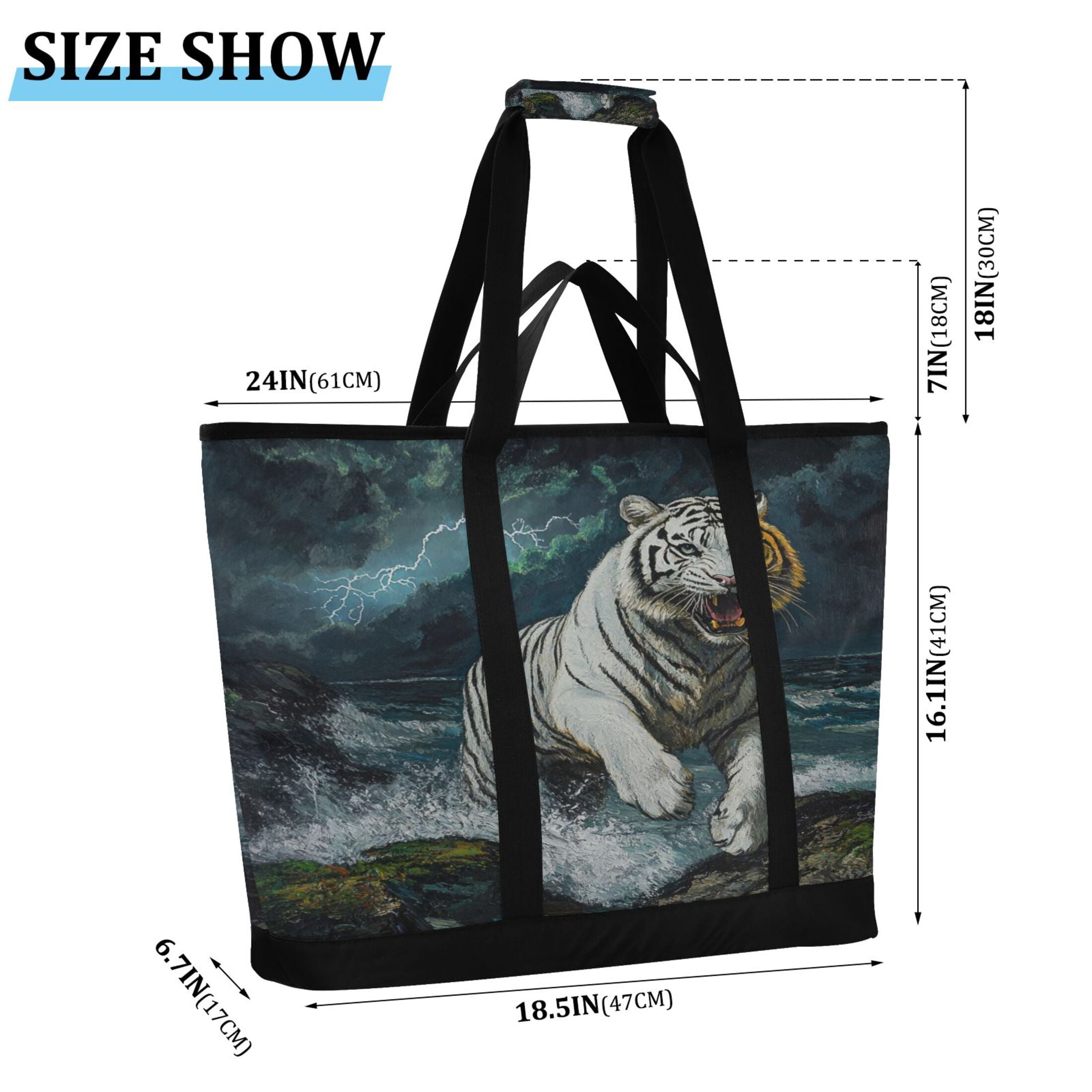 Large Hand-held Ice Pack Picnic Bag Insulation and Refrigeration Suitable for Shopping Picnics and Camping The Tiger by The Sea