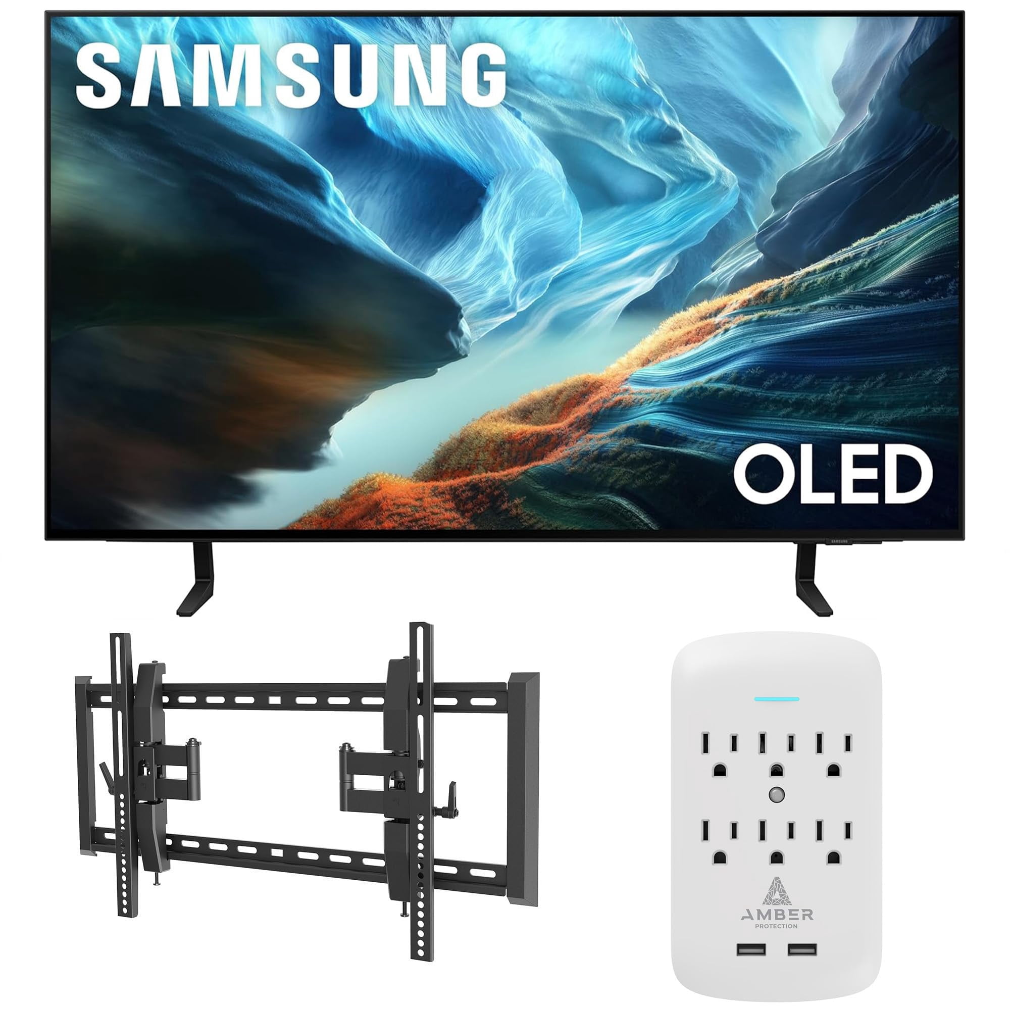 Samsung QN42S90HAEXZA 42" S90H Series OLED 4K UHD Smart Vision AI TV with a Walts TILT-EXTENSION-37-90 Tilt Mount and Amber Protection 6-OUTLET-SURGE Surge Protector (2026)
